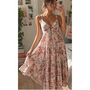 Rebecca Taylor La Vie Lucienne Floral Midi Dress Metallic Cottage S